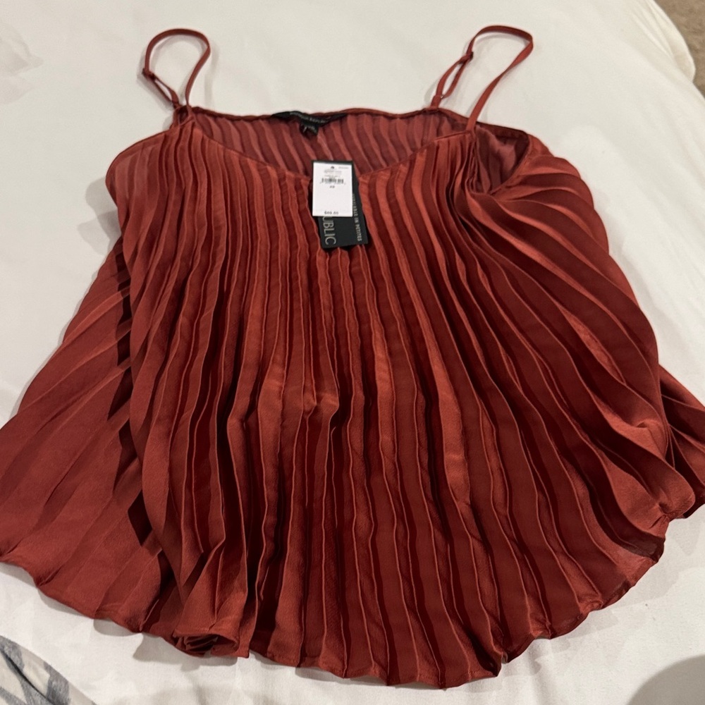 Banana Republic Elegant Rust Pleated Women's Top